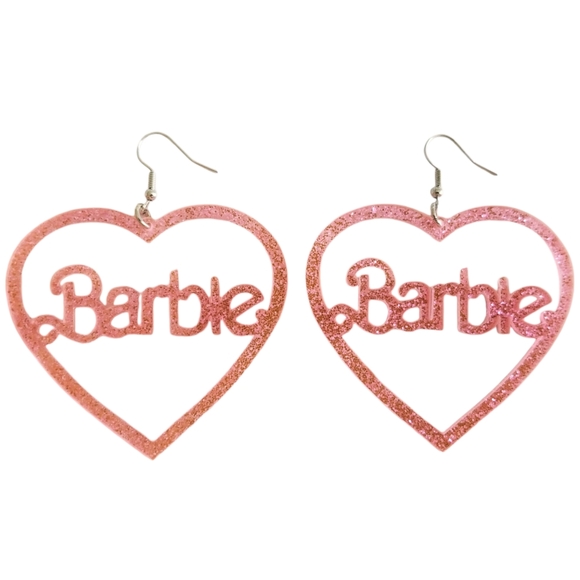 Handcrafted Barbie Heart Earrings - Picture 1 of 4